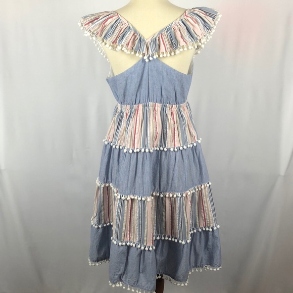 Romeo + Juliet Couture Cute Blue and White Ruffle Fringe Dress - Size Small - Picture 7 of 14